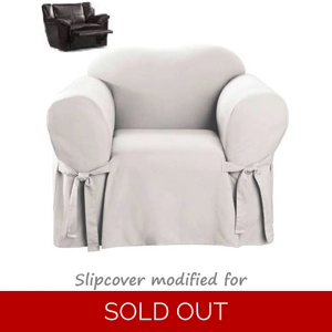 Reclining CHAIR Slipcover White Cotton Sure Fit Armchair Cover